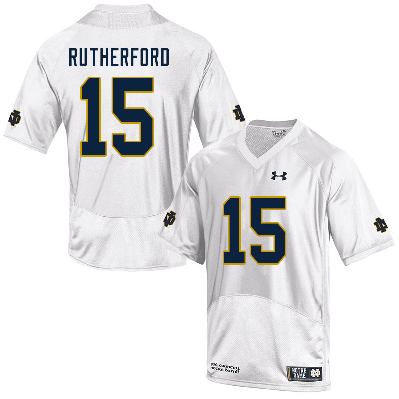 Men's NCAA Notre Dame Fighting Irish #15 Isaiah Rutherford Stitched College Under Armour Authentic White Football Jersey CT10R36MK